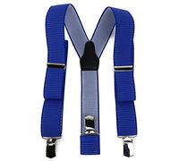 TigerTie - Bretelle unisex a Y con 3 clip molto robuste, a pois, lavorazione di alta qualità, larghezza 35 mm Blu Royal bianco. Taglia unica