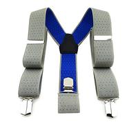 TigerTie - Bretelle unisex a Y con 3 clip molto robuste, a pois, lavorazione di alta qualità, larghezza 35 mm Grigio Royal blu. Taglia unica