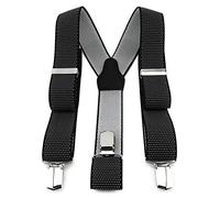 TigerTie - Bretelle unisex a Y con 3 clip molto robuste, a pois, lavorazione di alta qualità, larghezza 35 mm argento, nero Taglia unica