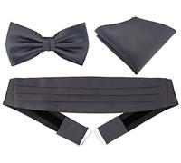 TigerTie, farfallino + fazzoletto, 100% pura seta Anthrazit Taglia unica