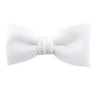 TigerTie Papillon per bambini in pique a tinta unita, 100% cotone, fiocco pre-legato con nastro visivo, circonferenza del collo regolabile da 20 a 32 cm + scatola portaoggetti, bianco, Fliegengröße: