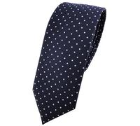 TigerTie - stretta cravatta - marino blu scuro argento bianco a pois