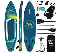 TIGERXBANG Tavola SUP Gonfiabile - 335x86x15cm Tavola da SUP Gonfiabile con Sedile per Adulti 200kg, PVC Doppio Strato Drop-Stitch, Con supporto per cam, Portabicchieri, Doppia Pagaia