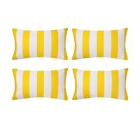 tiggell Confezione da 4 federe impermeabili per esterni, decorative, da giardino, per casa, giardino, patio, balcone, a righe (giallo e bianco, 30,5 x 50,8 cm)