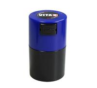 Tightvac vitavac-pocketvac Vacuum Sealed Pill Box & Vitamin Container, 1/56,7 gram/06. Liter, Black Body/Dk. Tappo Blu
