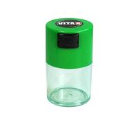 Tightvac vitavac-pocketvac Vacuum Sealed Pill Box & Vitamin Container, 1/56,7 gram/06. Liter, Clear Body/Green cap
