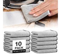 TiGilt Panni per la pulizia dei fili - 10 pezzi stracci antigraffio per una facile pulizia multiuso panni per lavare i piatti a umido e a secco, strofinacci in filo metallico per macchie ostinate