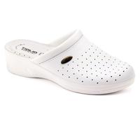 TIGLIO 2001 BLU BIANCO PANTOFOLE CIABATTE SABOT DONNA SANITARIE IN PELLE BICAST
