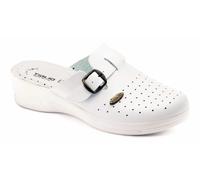 TIGLIO 2007 BLU BIANCO PANTOFOLE DONNA SANITARIE SABOT PELLE MADE IN ITALY