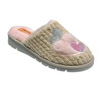 Tiglio Pantofole Donna Invernali, Ciabatte in Pile con Cuori, Punta Chiusa, Suola Antiscivolo, Rosa e Beige Mod: 2507 (Beige, Numero, Sistema Taglie Calzature EU, Adulto, Donna, Numero, Media, 38)