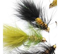 Tigofly 12 pezzi in ottone a testa conica lanosa Bugger Streamers mosca pesca esche esche per trota salmone taglia #2