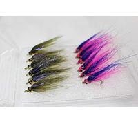 Tigofly 12 pezzi rosa oliva UV Polar Fry affondamento lento salmone, trota, Steelhead Minnow, esche da pesca a mosca set dimensioni #8 (assortiti ogni 6 pezzi)