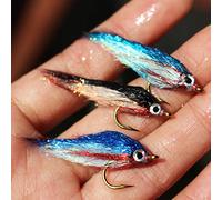 Tigofly - Set di 12 esche per pesca a mosca, forma pesciolino ferito iridescente, affondano lentamente, salmone, trota, trota iridea, misura 8