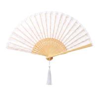 TiGog Ventaglio pieghevole in pizzo per matrimonio, colore: bianco