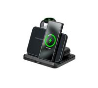 Tigratigro Caricabatterie Wireless 3 in 1 per Samsung, Stazione di Ricarica Wireless Veloce Pieghevole per Samsung Galaxy S26/S25/S24/23/22/21 Note 20/10/9 Z Flip/Fold, Watch Galaxy Buds (Nero, W820)