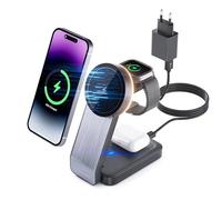 Tigratigro Caricatore Wireless per iPhone con Mag-Safe, 3 in 1 Ricarica Rapida Stazione Magnetica Pieghevole portatile Charger per iPhone 12/13/14/15/16, AirPods 2/3/4/Pro, Watch - Nero