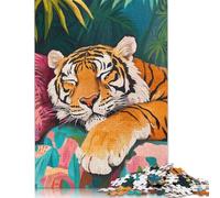 Tigre addormentata nella giungla - Rompicapo per adulti - Giochi di puzzle per adulti - 520 pezzi (52x38 cm)