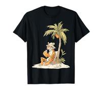 Tigre Albero Bere Frutta Ritratto Animale Grafica Maglietta