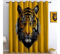 Tigre Animale Realistica Tende Oscuranti Termiche Isolanti - Ridurre Il Rumore, Termiche Isolanti per Camera da Letto - 2 Pannelli per camera da letto soggiorno, Giallo, 183 x 214 cm