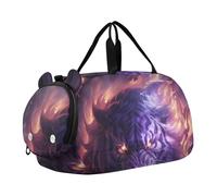 Tigre Arrabbiata Viola Borsa Sportiva da Nuoto e Palestra con Scomparto per Scarpe Borsa da Viaggio per Il Fine Settimana Borsone per Ragazzi