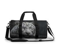 Tigre bianca con gli occhi azzurri borsa da palestra per donne uomini borsa da viaggio cilindrica borsone sport allenamento borsa con tracolla