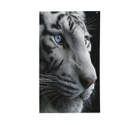 Tigre bianca con occhi azzurri, bandierine per la casa, 9 x 1,5 m, striscione con occhielli per interni ed esterni, decorazioni per la casa