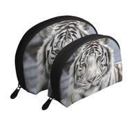 Tigre bianca invernale, Borsa per trucco a conchiglia Portamonete da donna Borsa da toilette piccola Borsa per cosmetici 2 pezzi