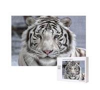 Tigre bianca invernale,Puzzle in legno da 300 pezzi per famiglie, per adulti e adolescenti, decorazioni per la casa