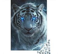 Tigre bianca occhi blu Puzzle 1000 Pezzi Puzzle per Adulti Carta Tempesta Set Puzzle 1000 Pezzi Relax Casa Regalo Famiglia 70x50cm/1000pcs