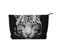 Tigre bianca pupilla blu, Borsa per cosmetici in velluto a coste Borsa per il trucco Borsa da viaggio portatile