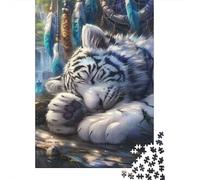 Tigre Bianca Puzzle 1000 Pezzi Carta per Adulti Scena Foresta Addormentata Gioco di Puzzle 1000 Pezzi Relax Decorazione Casa Regalo 70x50cm/1000pcs