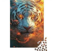 Tigre Bianca Puzzle 1000 Pezzi per Adulti Arte del Fuoco Gioco di Puzzle 1000 Pezzi Relax Concentrazione Decorazione Regalo 70x50cm/1000pcs