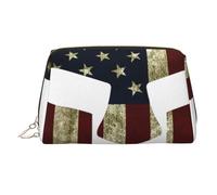 Tigre Bianca Stampato Makeup Bag per le Donne Portatile In Pelle Make up Bag Viaggio Oro Cerniera Cosmetici Borse Organizzatore, Bandiera USA Spartan americano, One Size, Astuccio per trucchi