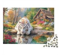 Tigre blanco en el bosque Extra Thick Cardboard Decoración de casa Jigsaw Puzzle Adults Age 12 Up Stress Relief Travel Activity Ideal Gift for Teen Puzzle Fans 12 18 52x38cm/1000pcs