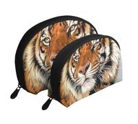 Tigre carina, Borsa per trucco a conchiglia Portamonete da donna Borsa da toilette piccola Borsa per cosmetici 2 pezzi