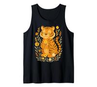 Tigre Cartone Animato Carino Con Il Fiore Canotta