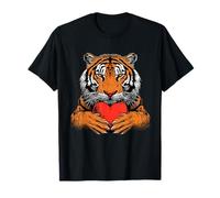 Tigre che abbraccia cuore amore tigre San Valentino cuore tigre Maglietta