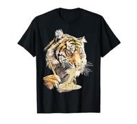 Tigre che mangia tagliatelle faccia fauna selvatica arte animale motivo tigre Maglietta