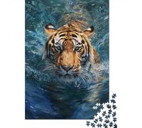 Tigre che Nuota Puzzle per Adulti Puzzle 1000 Pezzi Gioco di Puzzle 1000 Pezzi Scena animale selvatico Relax Famiglia Arredo Regalo 70x50cm/1000pcs