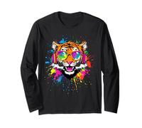 Tigre con Occhiali da Sole Amo Tigri Selvagge Grande Gatto Maglia a Manica