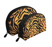 Tigre con stampa animalier, Borsa per trucco a conchiglia Portamonete da donna Borsa da toilette piccola Borsa per cosmetici 2 pezzi