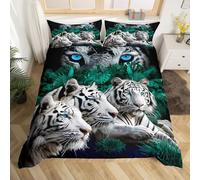 Tigre Copripiumino Animale Selvatico Set Biancheria Da Letto Per Bambini Adulti Safari Gatti Consolatore Set Morbido Della Fauna Selvatica Bianco Tigre Biancheria Da Letto & Lino King Size