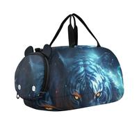 Tigre Cotta Blu Borsa Sportiva da Nuoto e Palestra con Scomparto per Scarpe Borsa da Viaggio per Il Fine Settimana Borsone per Ragazzi