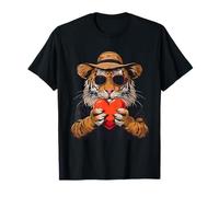 Tigre Cuore San Valentino Tigre Abbracciare Cuore Amore Tigre Maglietta