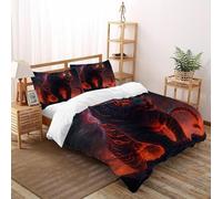 Tigre della Fiamma Per Letto Matrimoniale Microfibra Di Poliestere Animal Microfibra Copripiumino 3 Pezzi Per Bambini,ragazzi,ragazze,adulti(2 Federa 50x75) King(220x240cm)