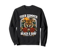 Tigre Estate Vintage Tattoo Style Beach & Surf Retro Graphic Felpa