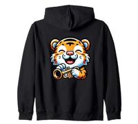 Tigre Felice Che Suona La Tromba Felpa con Cappuccio