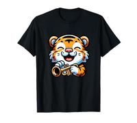 Tigre Felice Che Suona La Tromba Maglietta
