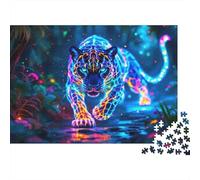 Tigre Foresta Neon Puzzle 1000 Pezzi Carta Puzzle per Adulti Scena Notte nella Giungla Gioco di Puzzle 1000 Pezzi Relax Casa Regalo 70x50cm/1000pcs