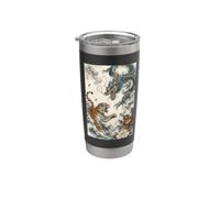 Tigre giapponese Dragon Battle Arte tradizionale della mitologia asiatica Bicchiere termico in acciaio inox doppia parete